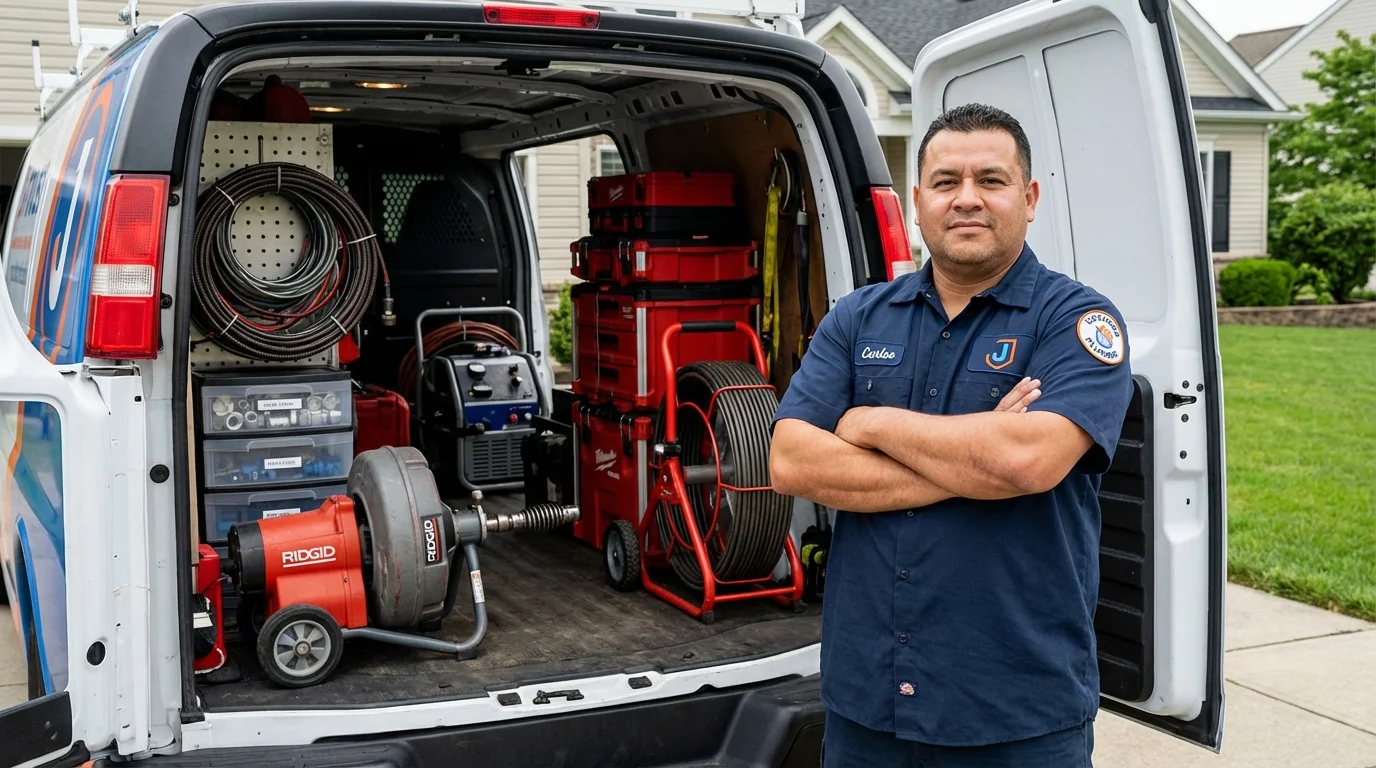 Professional drain cleaning equipment and Johns Plumbing LLC plumber in Dallesport