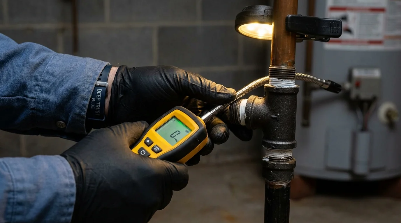 Gas leak detection with electronic sniffer by Johns Plumbing LLC in Dallesport