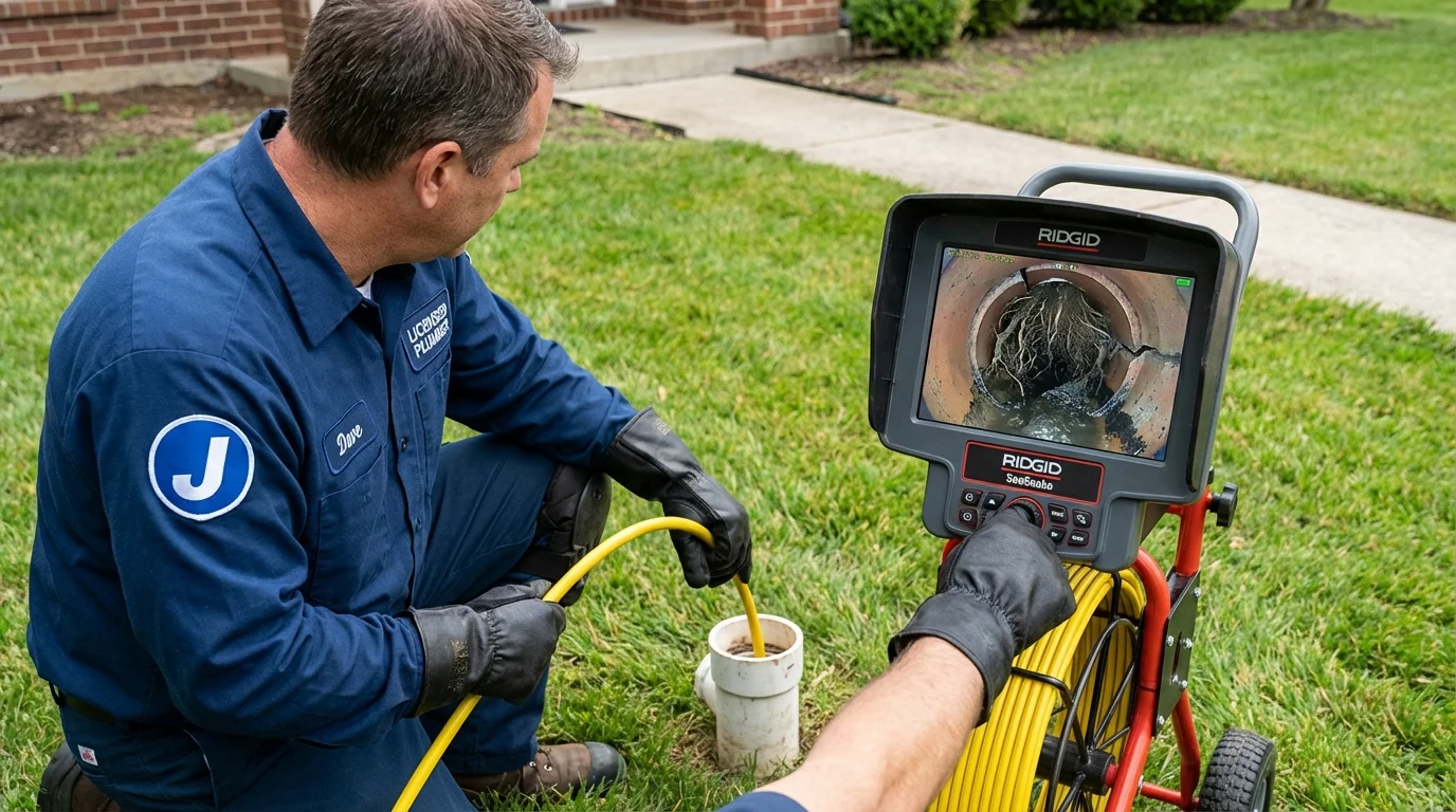 Sewer camera inspection being performed by Johns Plumbing LLC in Dallesport